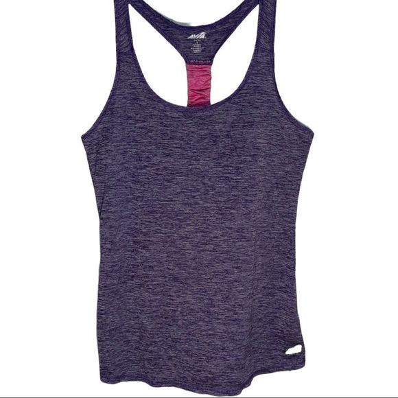 Avia Tops - Avia Women’s ActiveWear Racer Back Tank Top Purple With Hot Pink Back Strap
